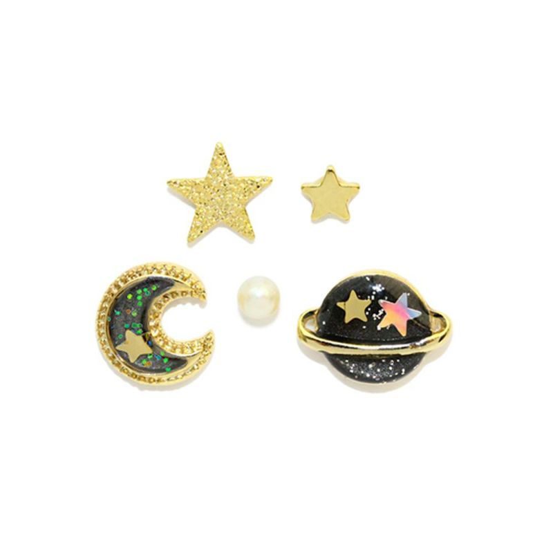 ピアス 三日月 土星 星 パール 5個セット スタッドピアス