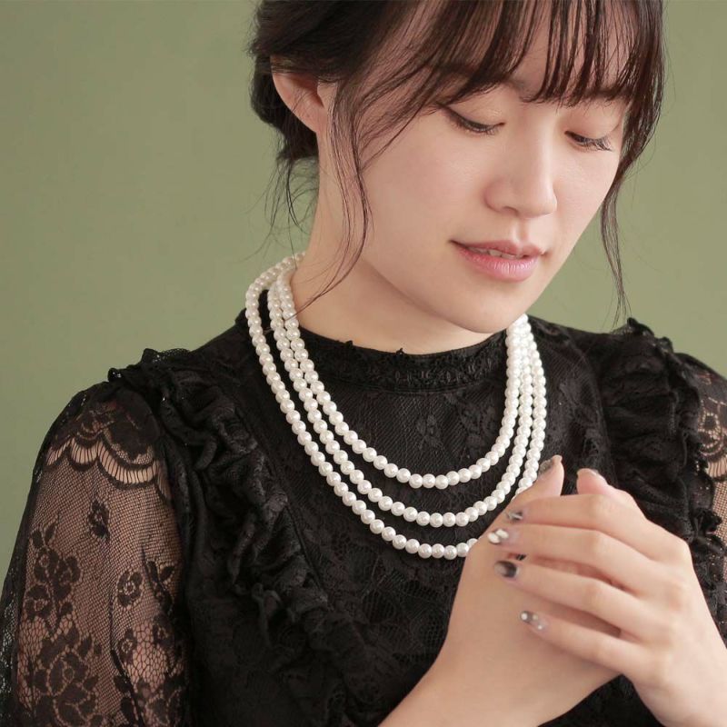 ネックレス パール7mm玉ロングネックレス