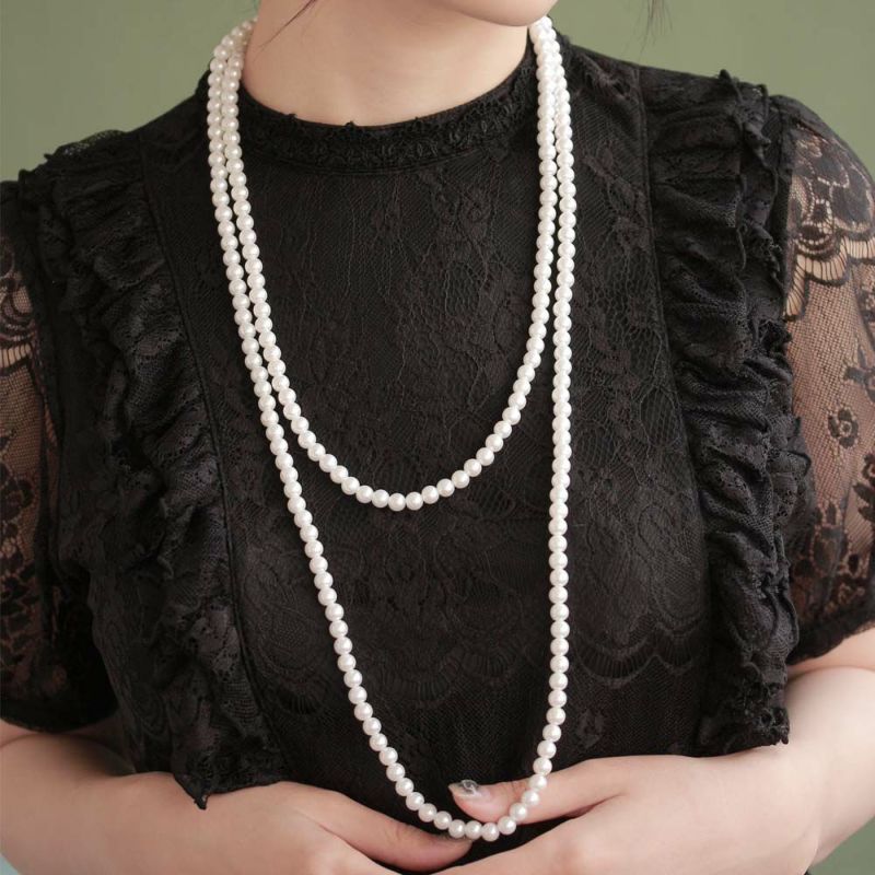 ネックレス パール7mm玉ロングネックレス