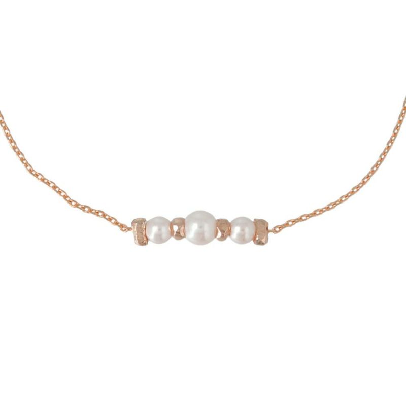 ブレスレット ニッケルフリー パール ストーン アジャスター チェーンブレスレット 日本製