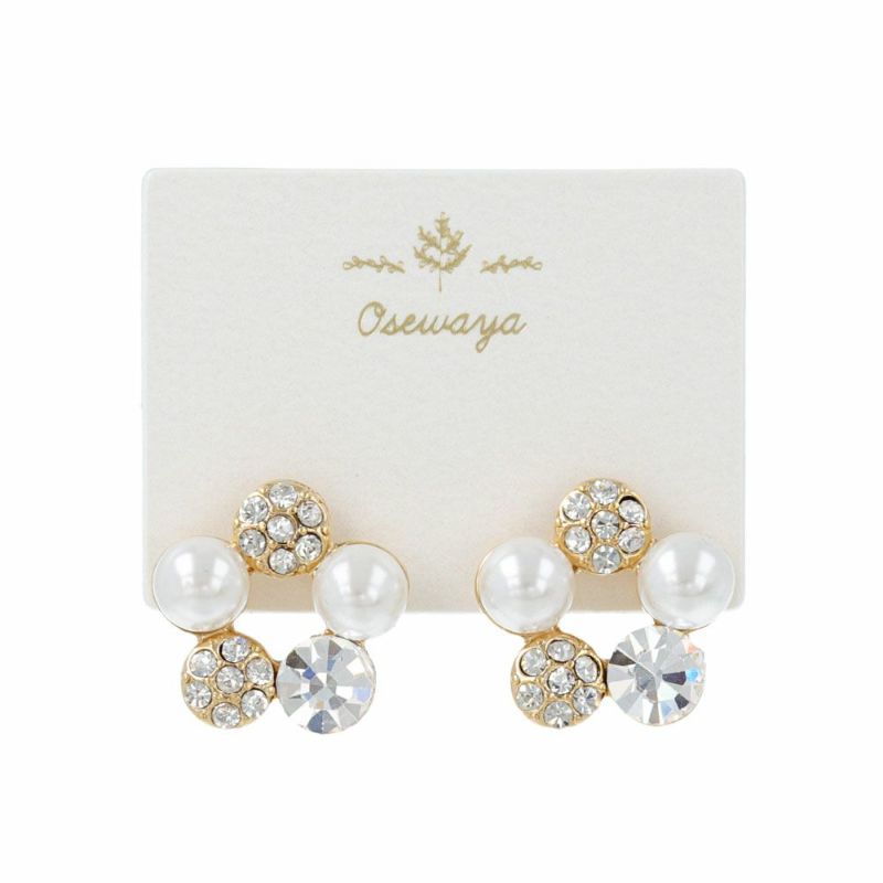 Classy ピアス パール パヴェ ストーン サークル スタッドピアス