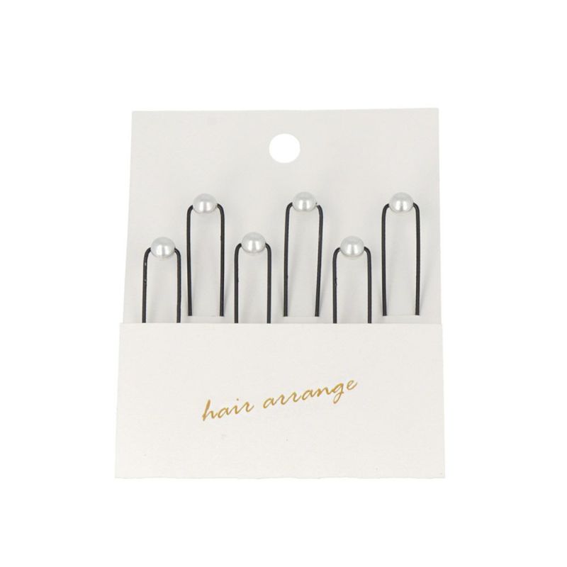 ヘアアクセサリー 6mm パール 6本セット Uピン 日本製
