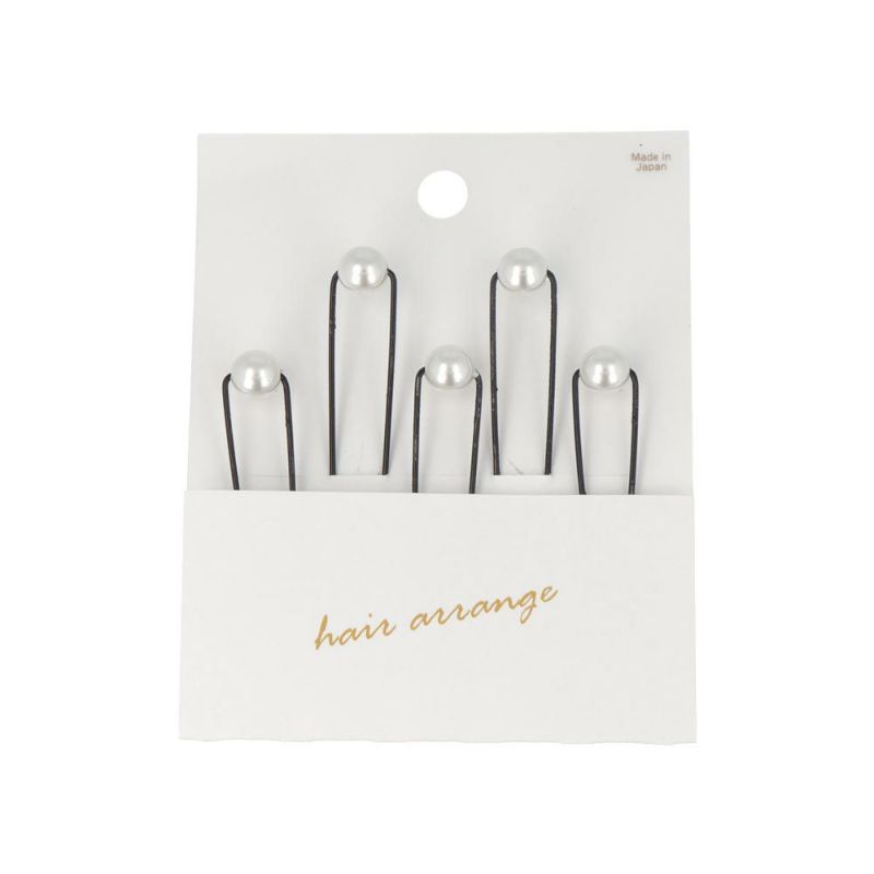 ヘアアクセサリー 8mm パール 5本セット Uピン 日本製
