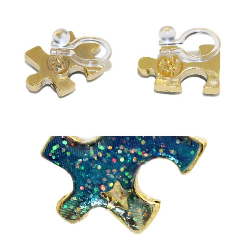 ノンホールピアス イヤリング 宇宙 パズル スター エポ 樹脂タイプ