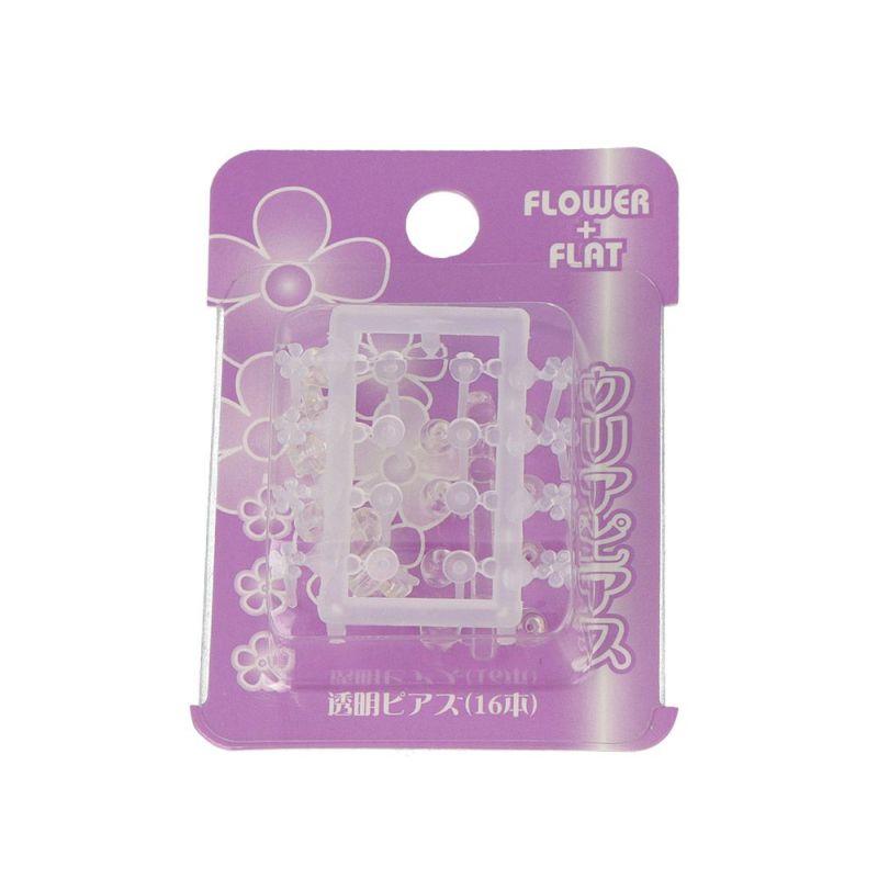 クリアピアス 透明ピアス フラワー+フラット 16本