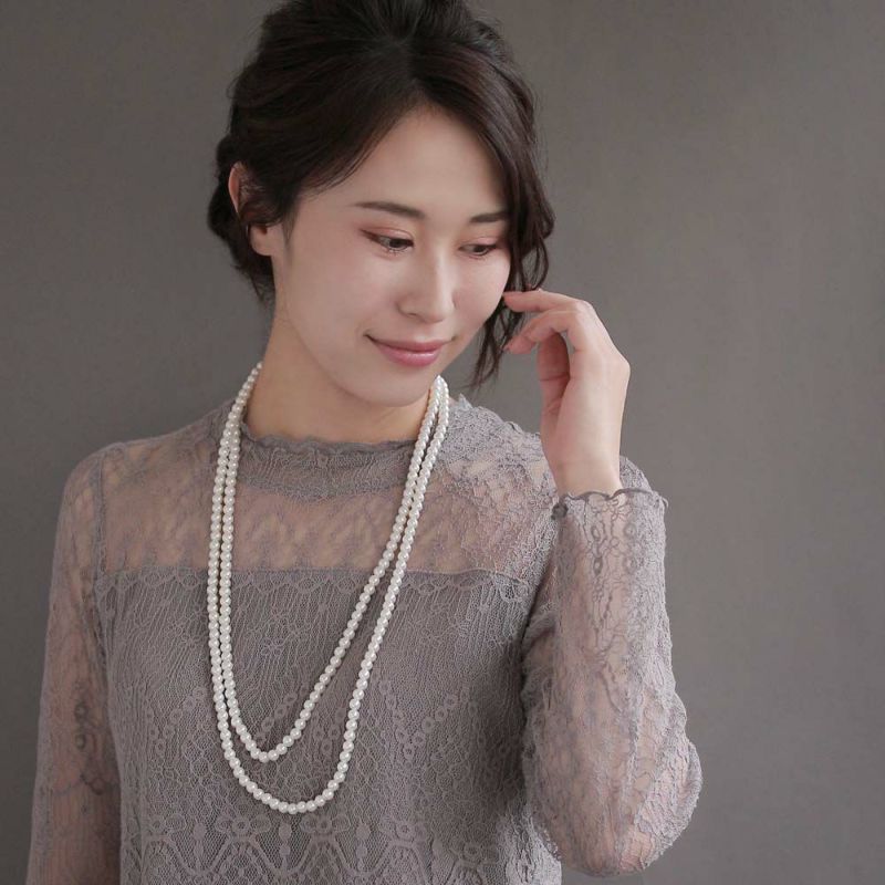 ネックレス 7mm パール 全長147cm ロングネックレス