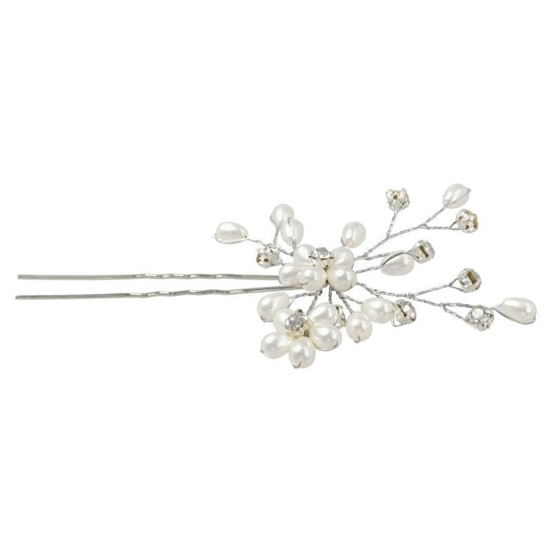 ヘアピン パール ストーン フラワー Uピン