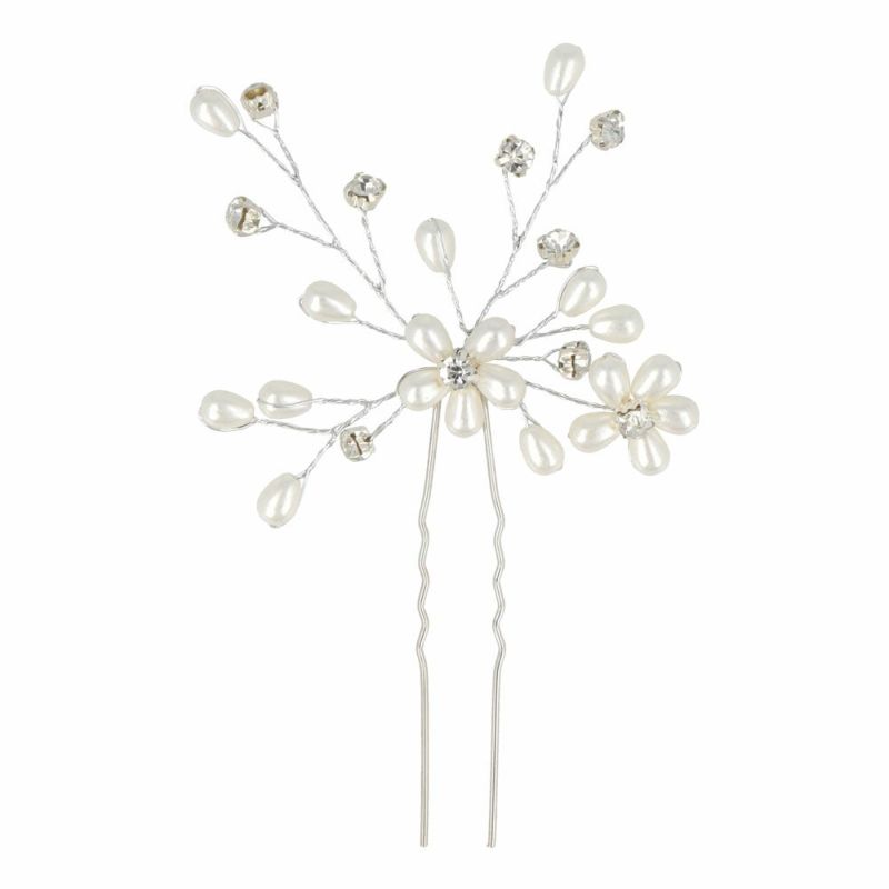 ヘアピン パール ストーン フラワー Uピン