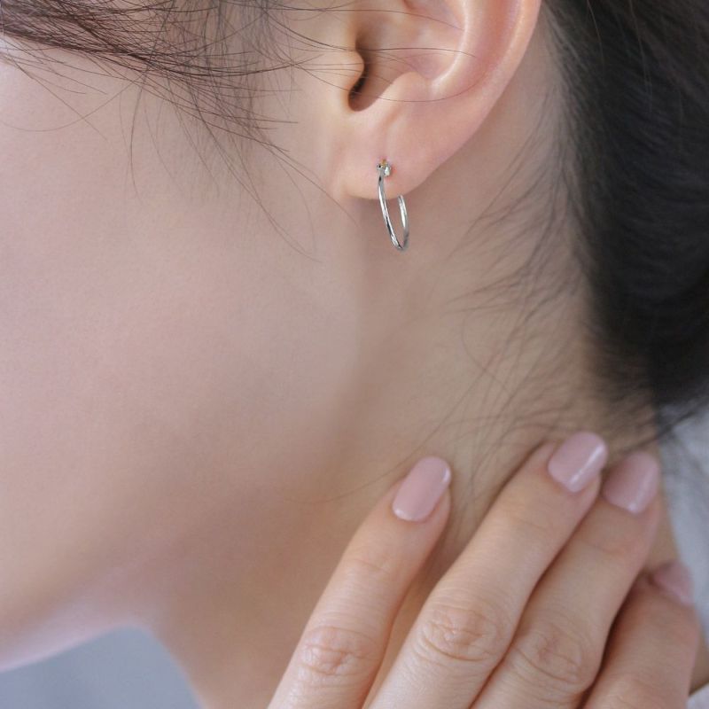 ピアス メタル シンプル スリム 1.5cm 18金 K18 フープピアス