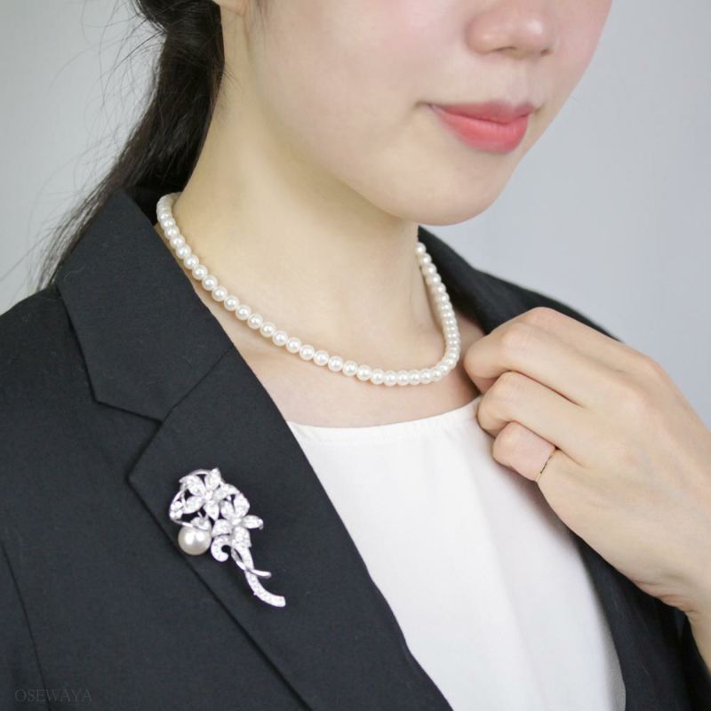 ネックレス 6mm パール マグネット留め ショートネックレス