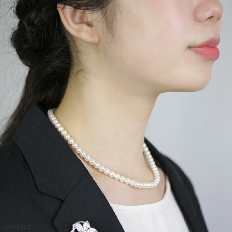 ネックレス 6mm パール マグネット留め ショートネックレス