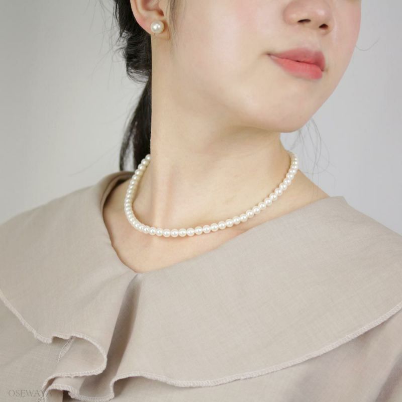 ネックレス 6mm パール マグネット留め ショートネックレス