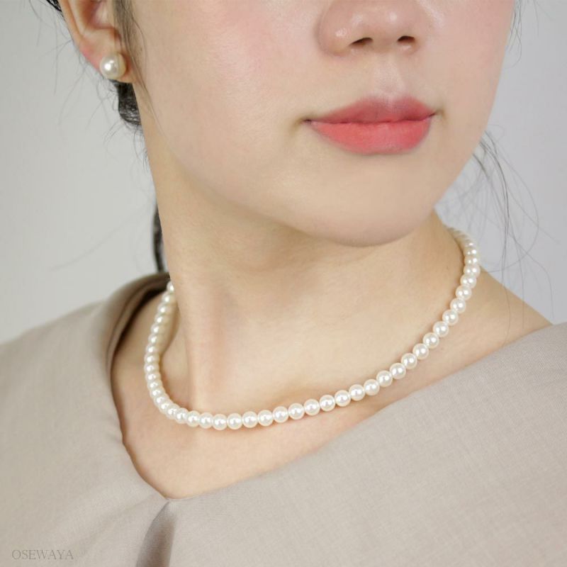 ネックレス 6mm パール マグネット留め ショートネックレス