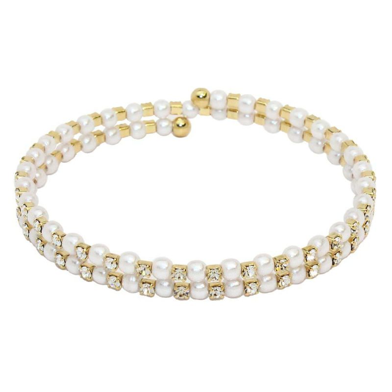 ブレスレット パール ストーン バングル