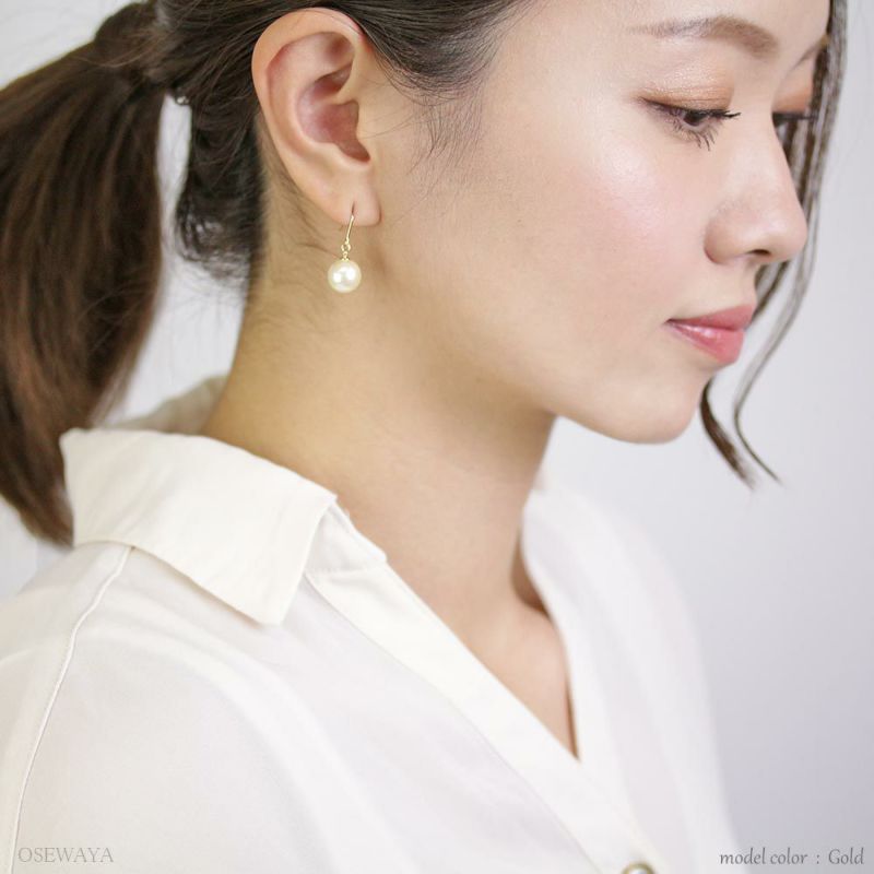 ピアス ニッケルフリー 10mm パール フックピアス