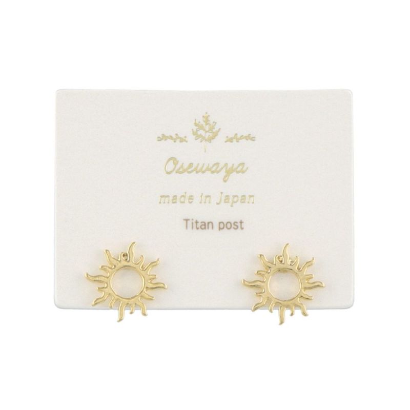 ピアス ラー 太陽モチーフ ハワイアンジュエリー風 チタンポスト スタッドピアス