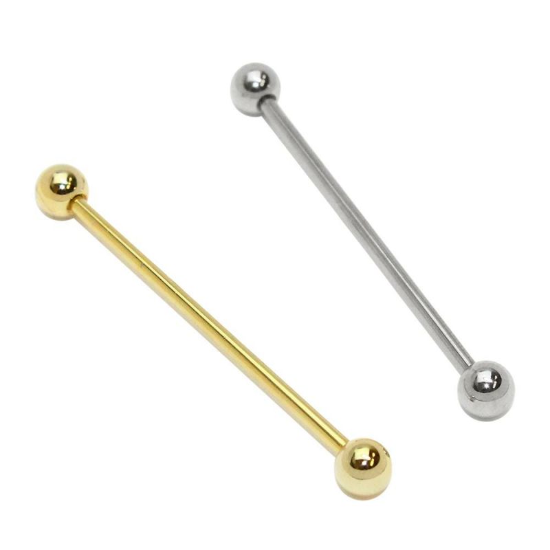 ボディピアス インダストリアル ストレートバーベル ボール5mm 14G 両ネジ式 【1個販売】