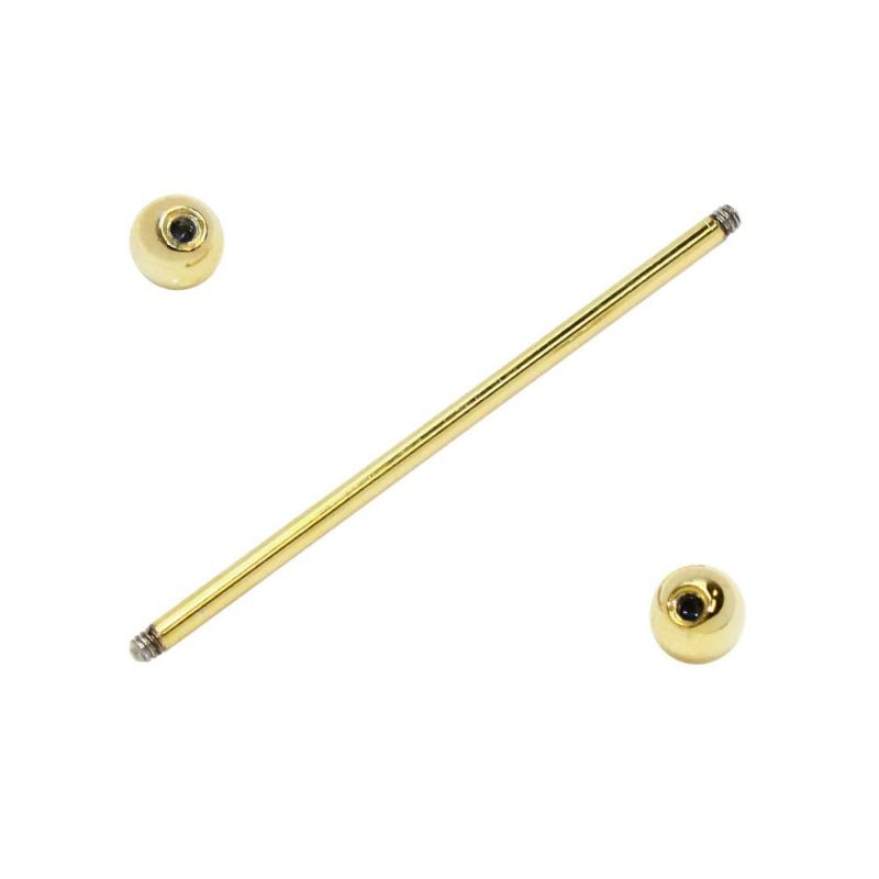 ボディピアス インダストリアル ストレートバーベル ボール5mm 14G 両ネジ式 【1個販売】
