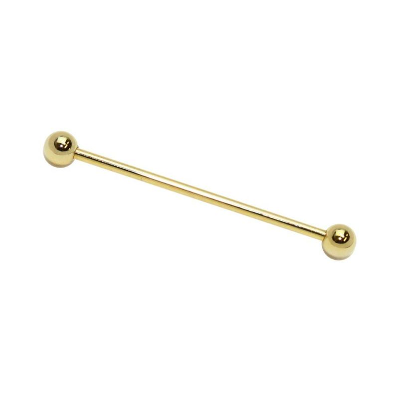 ボディピアス インダストリアル ストレートバーベル ボール5mm 14G 両ネジ式 【1個販売】