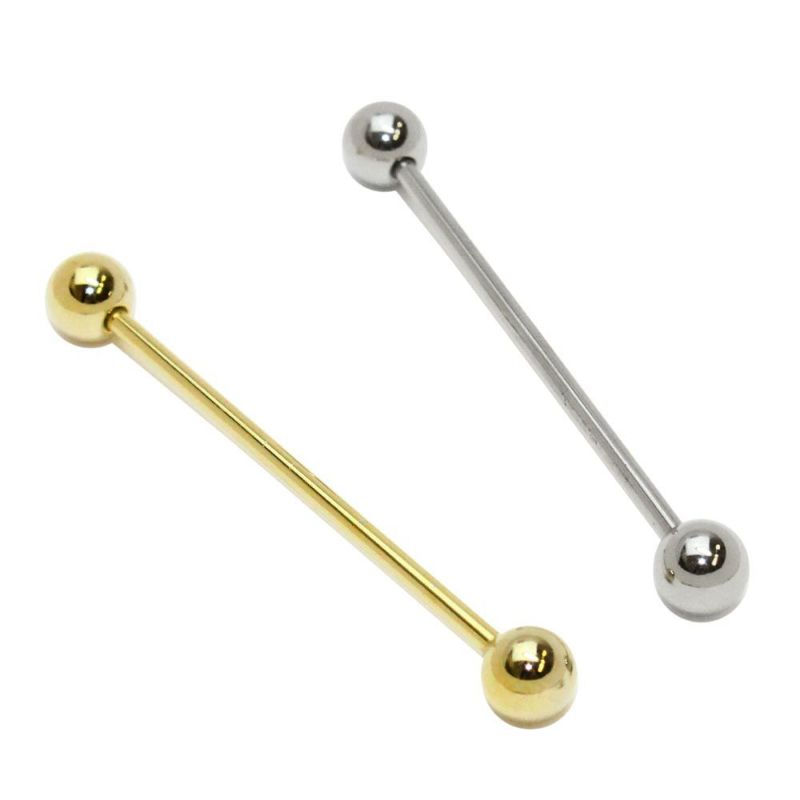 ボディピアス インダストリアル ストレートバーベル ボール6mm 14G 両ネジ式 【1個販売】