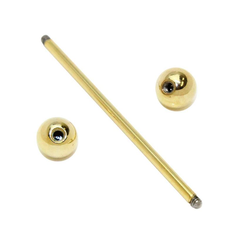 ボディピアス インダストリアル ストレートバーベル ボール6mm 14G 両ネジ式 【1個販売】