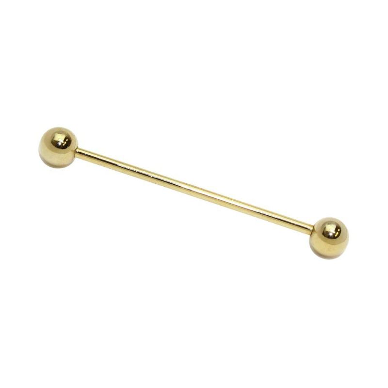 ボディピアス インダストリアル ストレートバーベル ボール6mm 14G 両ネジ式 【1個販売】