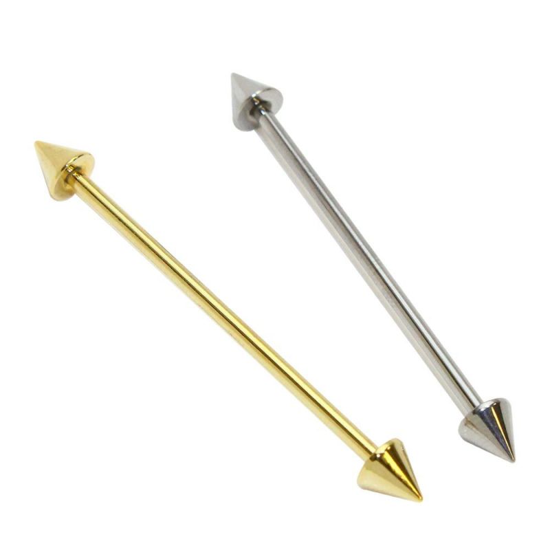 ボディピアス インダストリアル ストレートバーベル スタッズ 14G 両ネジ式 【1個販売】