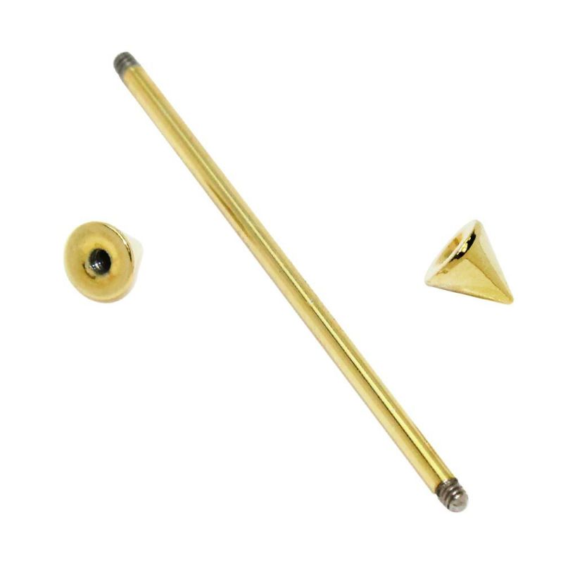 ボディピアス インダストリアル ストレートバーベル スタッズ 14G 両ネジ式 【1個販売】