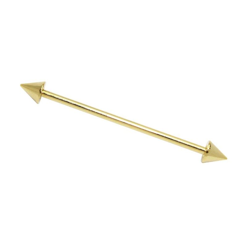 ボディピアス インダストリアル ストレートバーベル スタッズ 14G 両ネジ式 【1個販売】