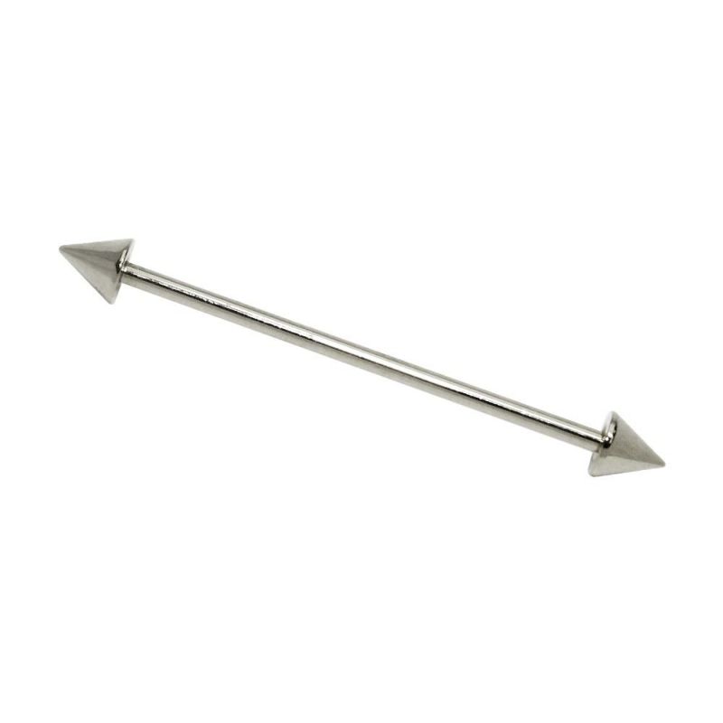 ボディピアス インダストリアル ストレートバーベル スタッズ 14G 両ネジ式 【1個販売】