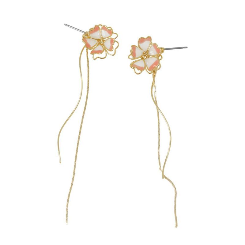 ピアス ニッケルフリー 桜 メタル チェーン ウェーブ チタンポスト スタッドピアス