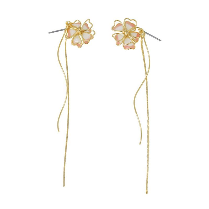 ピアス ニッケルフリー 桜 メタル チェーン ウェーブ チタンポスト スタッドピアス