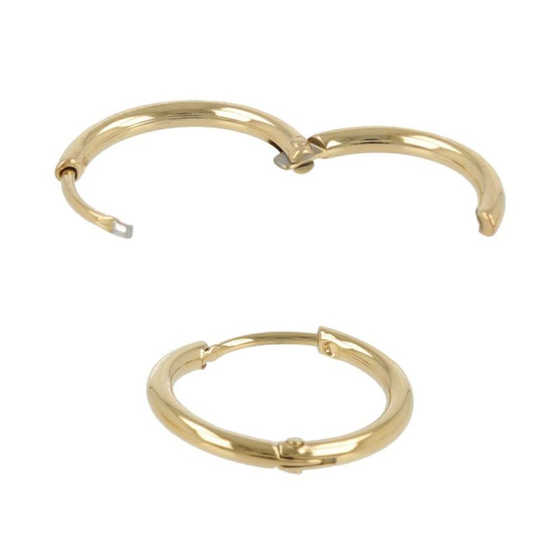 ピアス ステンレス 丸甲 直径1.5cm シンプル ワンタッチ フープピアス