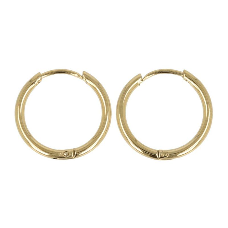 ピアス ステンレス 丸甲 直径1.5cm シンプル ワンタッチ フープピアス