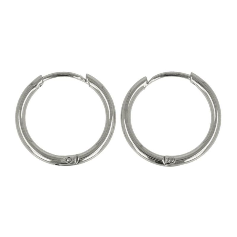 ピアス ステンレス 丸甲 直径1.5cm シンプル ワンタッチ フープピアス