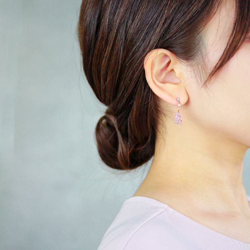 ピアス ニッケルフリー 桜 猫 ストーン チタンポスト スタッドピアス