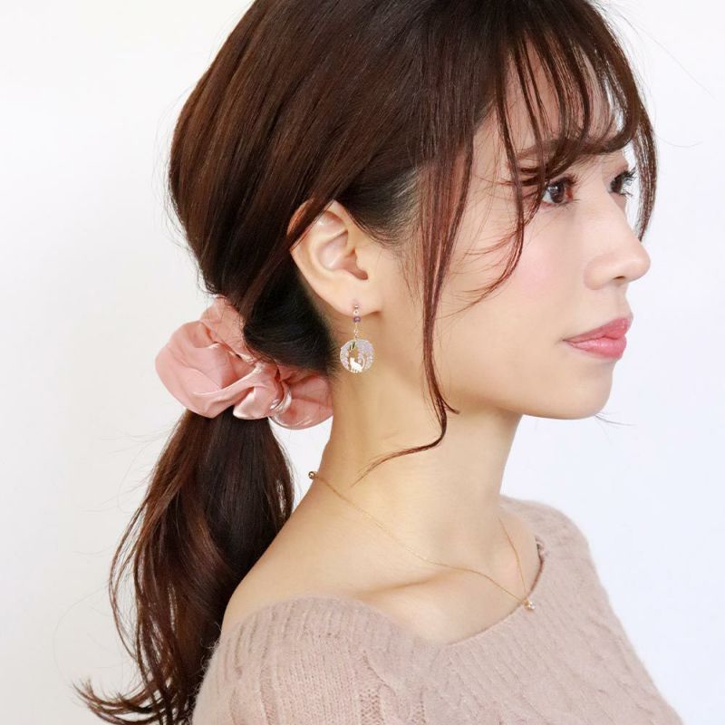 ノンホールピアス 猫とお花(桜/すずらん/椿) 花言葉付き 樹脂ノンホールピアス イヤリング