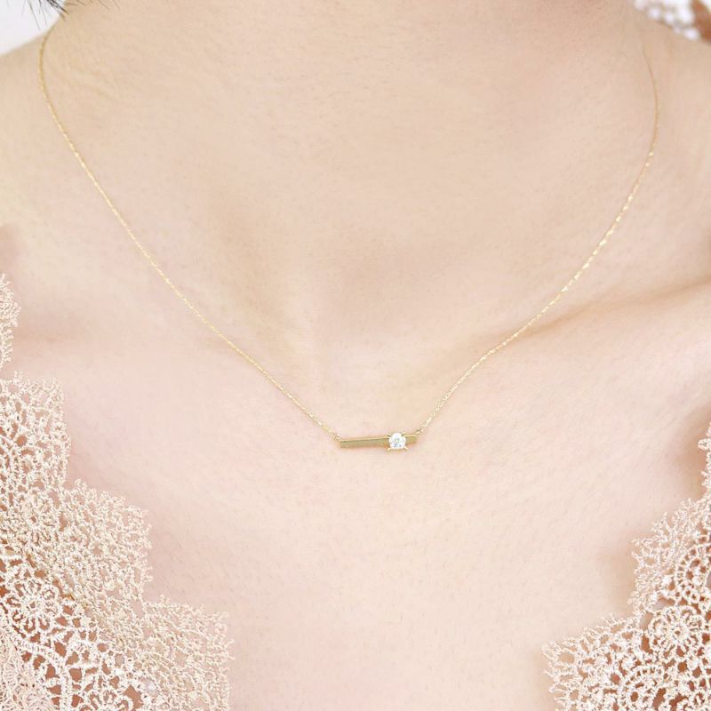 【Finobelle】ジャパンプレミアム 22金厚メッキ SHINE ラウンドカット バー マンテル プチネックレス