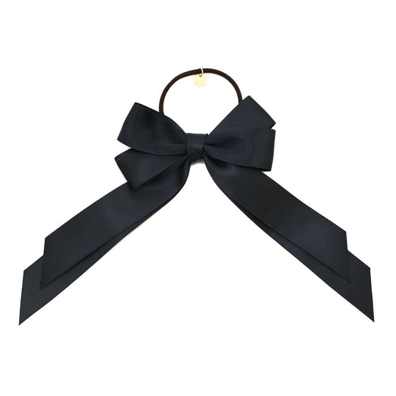ヘアゴム サテン ロング リボン チャーム付き ヘアポニー
