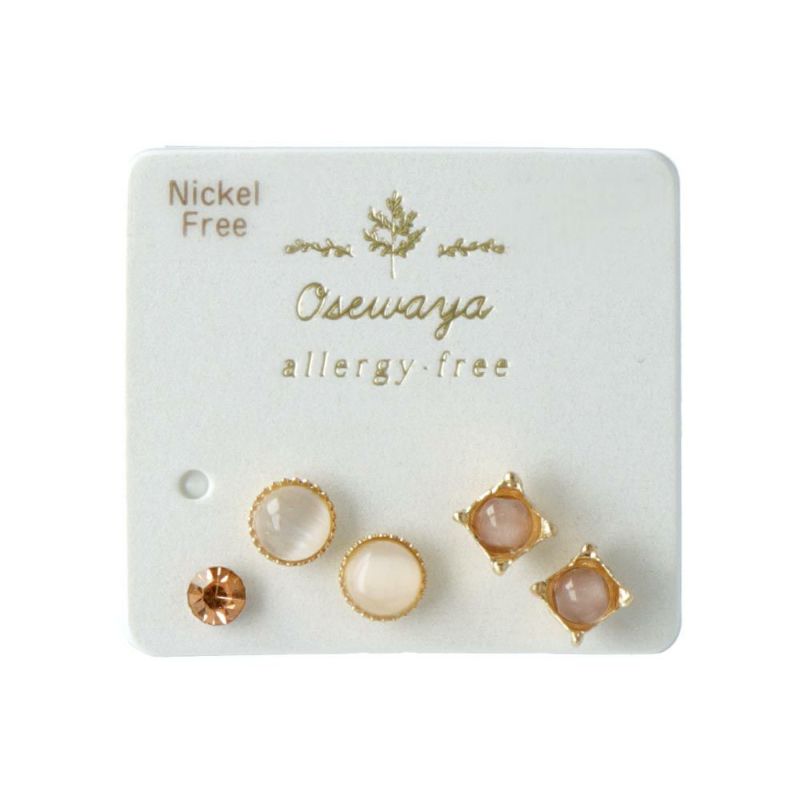 樹脂ピアス ニッケルフリー キャッツアイ 5個セット ポストピアス