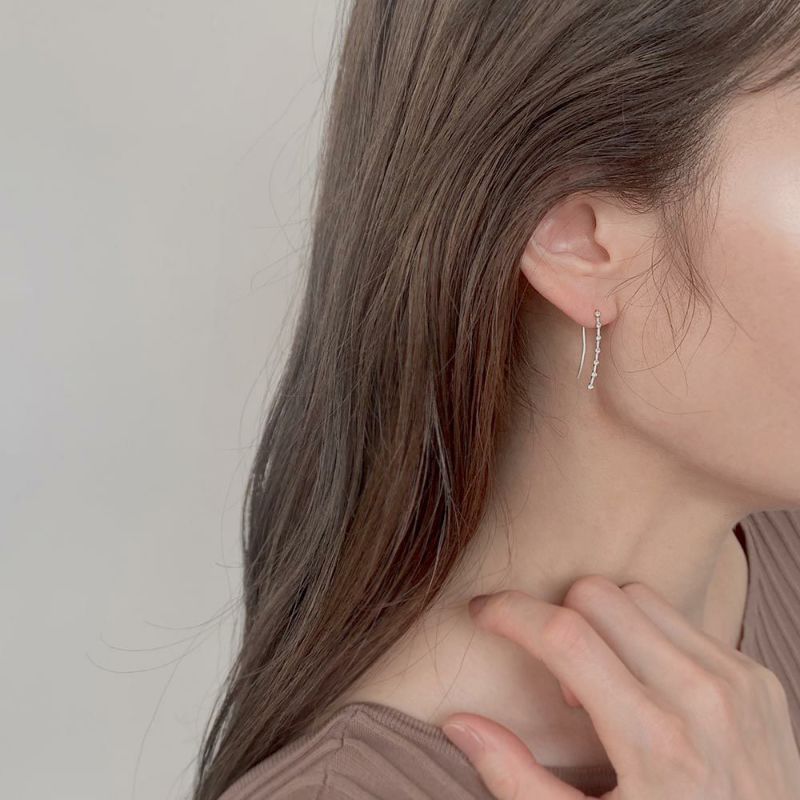 【LIMITED NUMBER】MOON ピアス ニッケルフリー クリスタル 3way イヤカフ フックピアス