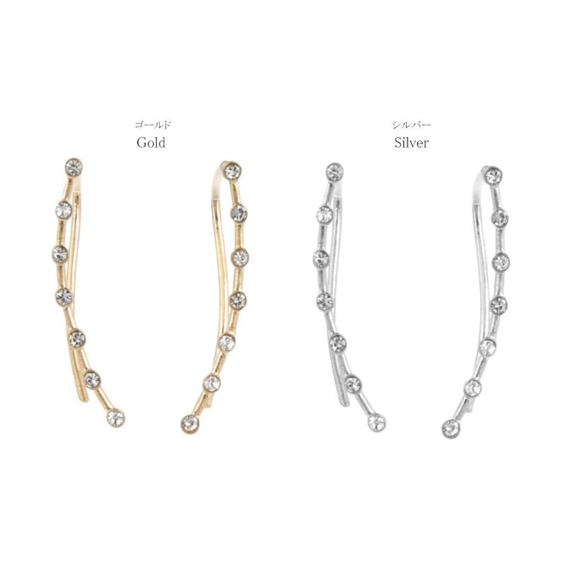 【LIMITED NUMBER】MOON ピアス ニッケルフリー クリスタル 3way イヤカフ フックピアス