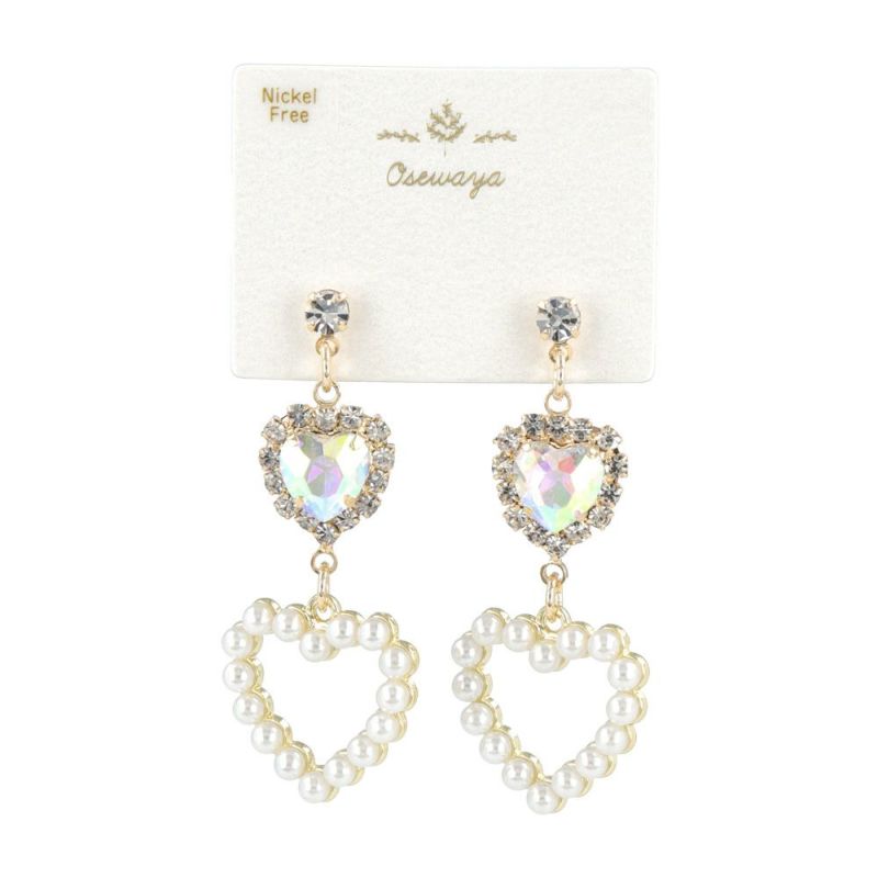 ピアス ニッケルフリー パール ストーン ハート スタッドピアス