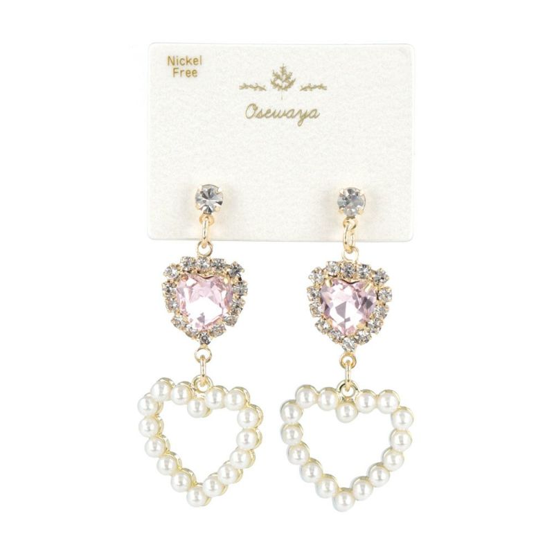 ピアス ニッケルフリー パール ストーン ハート スタッドピアス