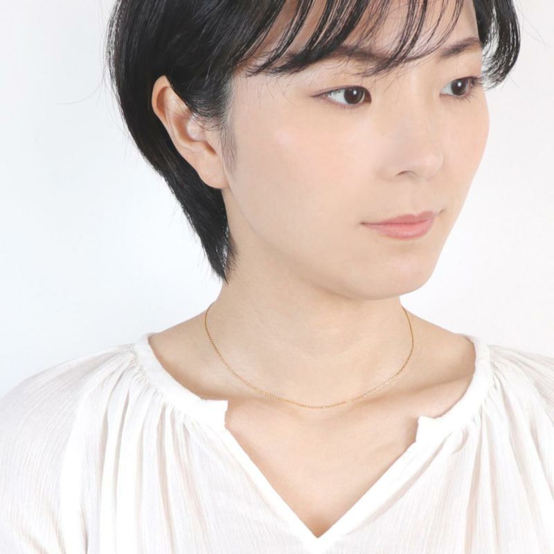 【Finobelle】ジャパンプレミアム 22金厚メッキ カット小豆チェーン クリスタルゴールデンシャドウ 2way ネックレス マンテル ニッケルフリー