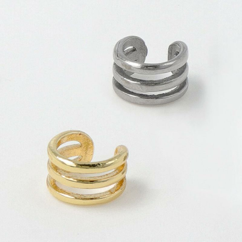 OUTLET 70%OFF|イヤーカフ ステンレス スリーライン イヤリング 【片耳用】