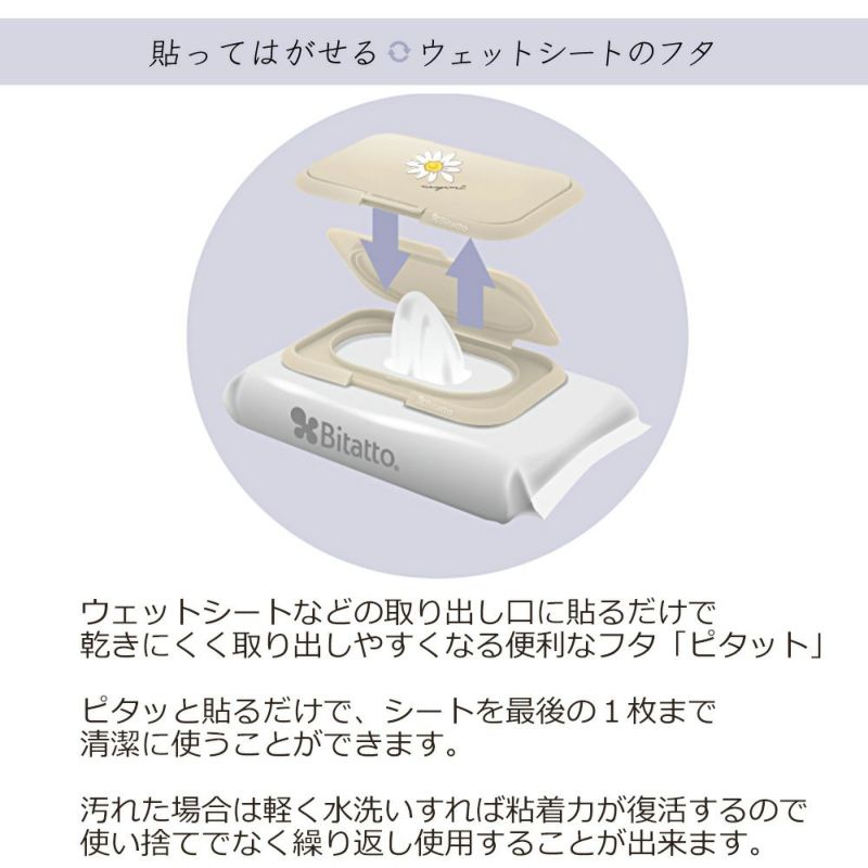 Bitatto ビタット 貼ってはがせるウェットシートのフタ 抗菌 プードル クマ ネコ