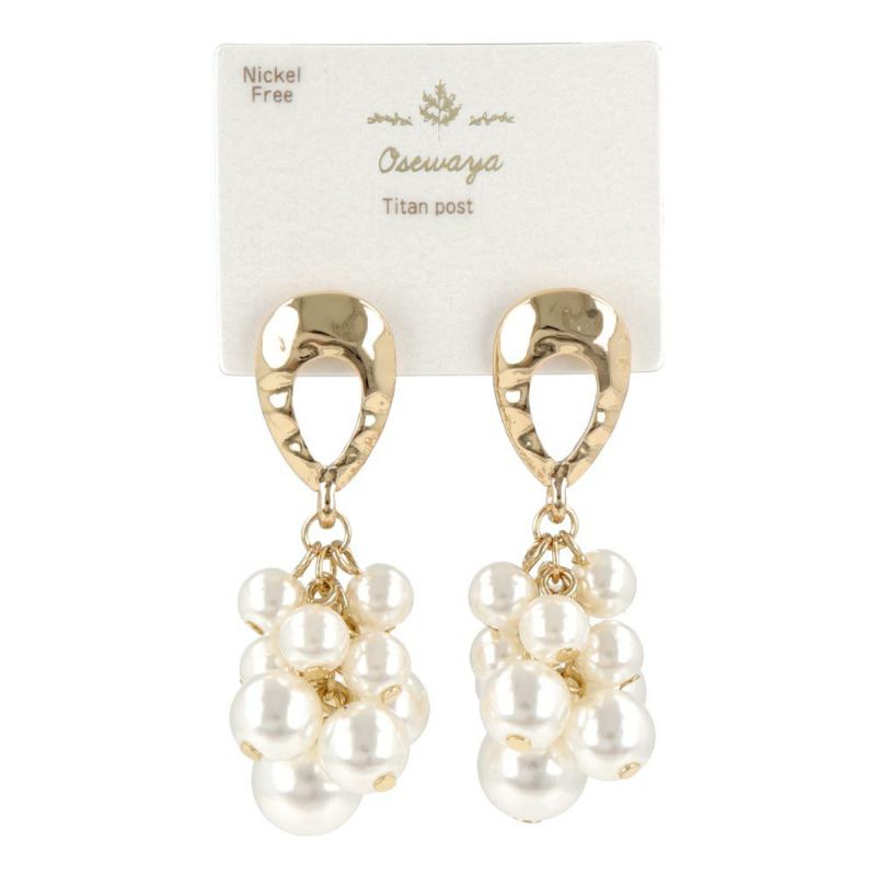OUTLET 70%OFF|ピアス ニッケルフリー メタル パール バブル チタンポスト ドロップピアス