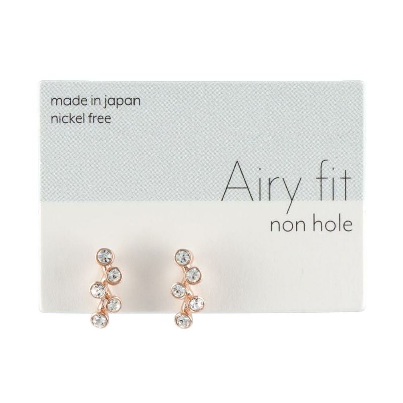 ノンホールピアス ニッケルフリー ジグザグ ストーン メタル エアリーフィットノンホール シリコンカバー付き イヤリング