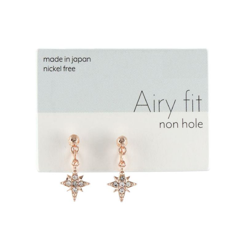 ノンホールピアス ニッケルフリー オクタグラム ストーン エアリーフィットノンホール シリコンカバー付き イヤリング
